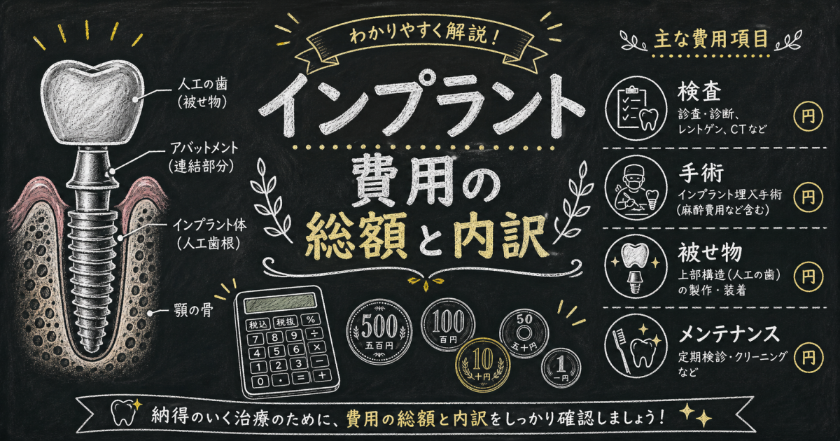 インプラント費用相場と総額は？1本の内訳と隠れ費用を防ぐ確認術