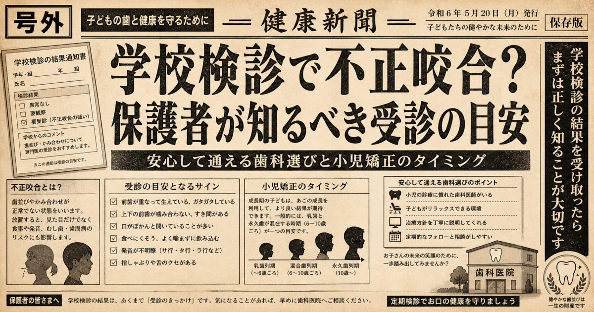 学校検診で子供が不正咬合に？怖がらない歯科選びと受診の目安